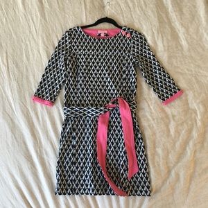 Lilly Pulitzer Navy & Pink Houndstooth Dress Sz Sm
